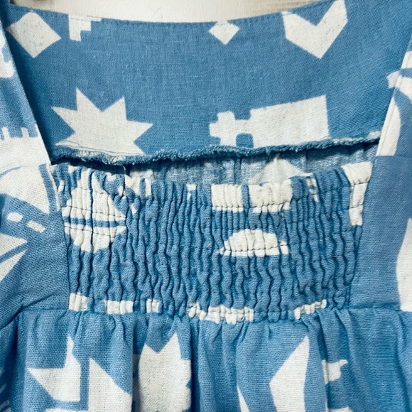 NWT Sonoma Blue White Linen Blend Tie Sleeve Print Tank Top Sz XS - Picture 8 of 9